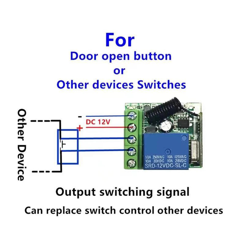 433 Mhz Universal Gate Remote Control Switch DC 12V 10A Relay Receiver Mini Module Remote Control for Gate LED Garage Door