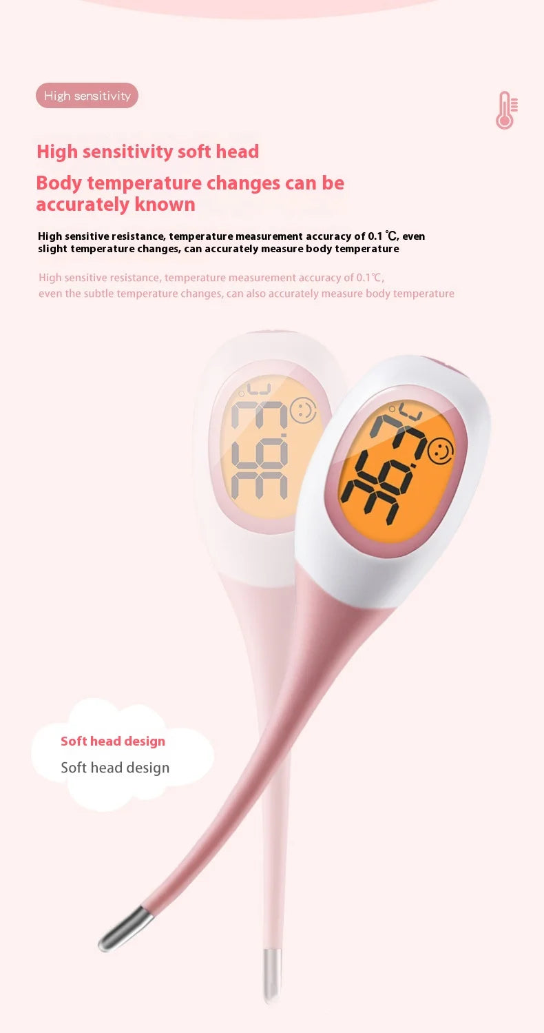 AIQUE 8 Seconds Backlit Fever Thermometer Medical Household Digital LCD Medical Fast Measure Kids Baby Child Adult Body Soft