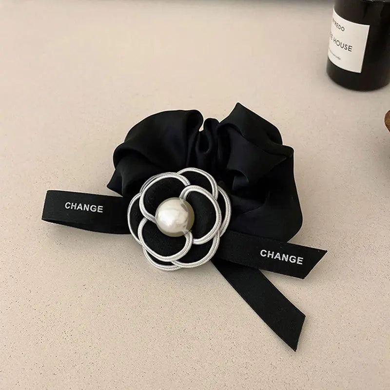 High end camellia flower headband, internet famous large intestine hair loop, hair rope, ribbon, bow hair accessories