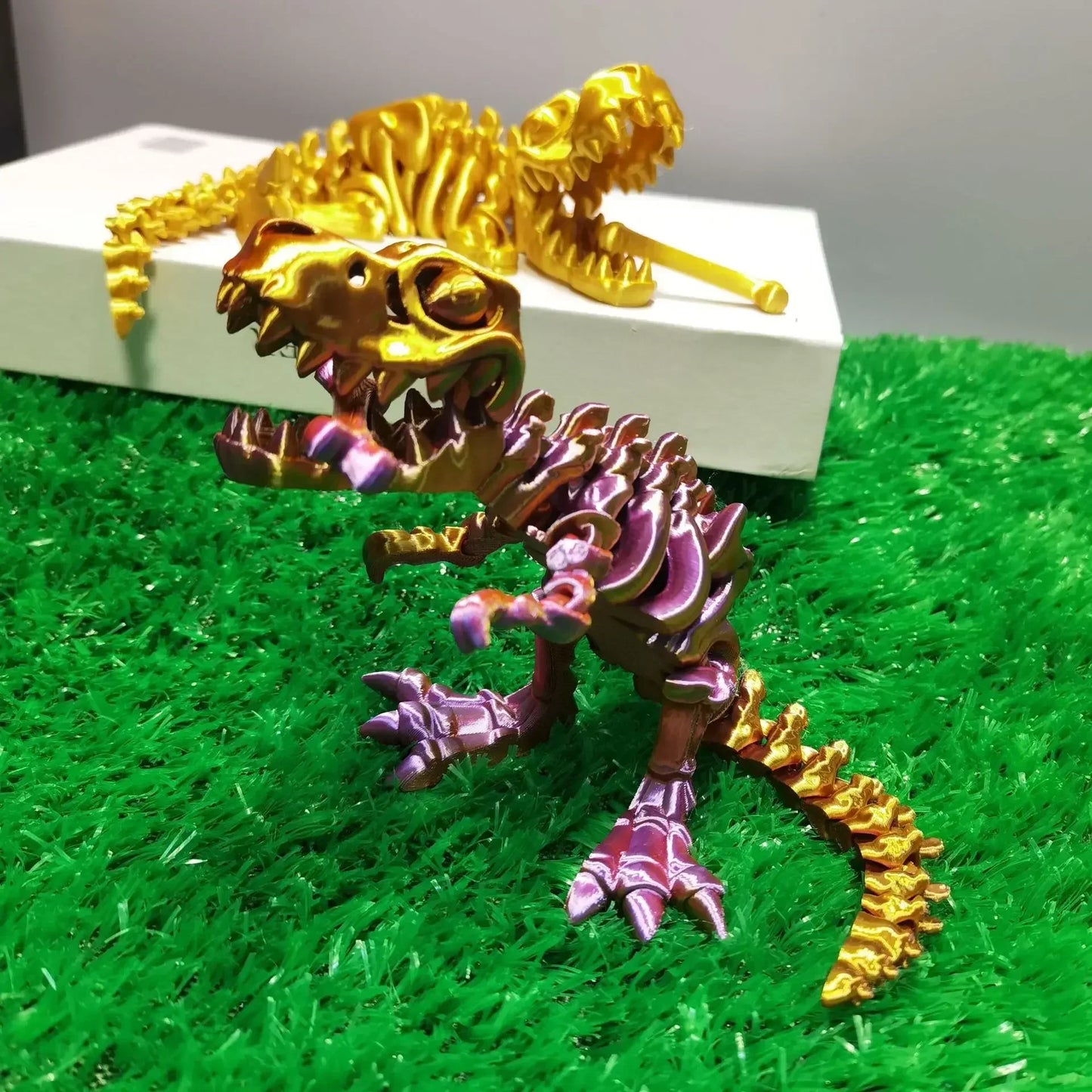 10Pcs Tyrannosaurus Rex Fossil Dragon 3D Printing Skull Dragon Movable Joint Decoration Toy Can Stand Big-mouth Dinosaur Model