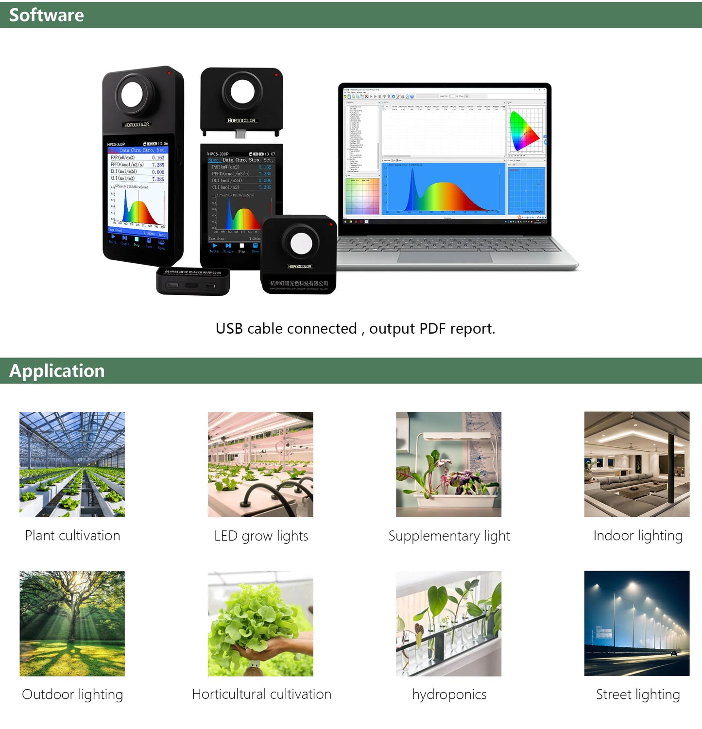 Bluetooth PAR Light PPFD Spectrometer HPCS310P HPCS330P light Spectrum meter lux CCT CRI tester