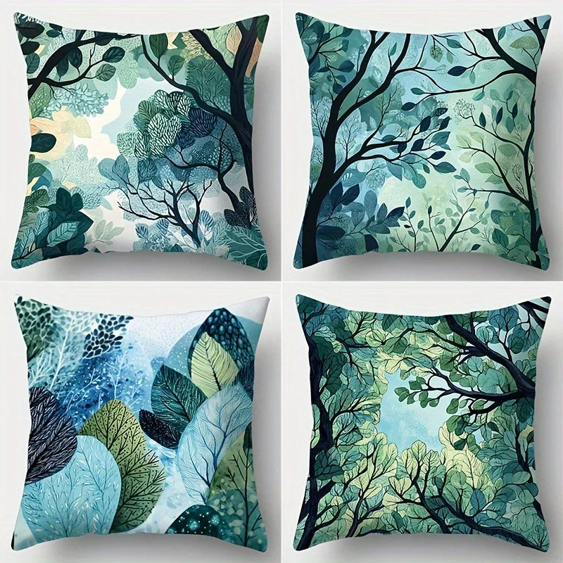 Home Decor Enchanting Green Tree Leaf Pillow Covers Pattern Cushion Cover Suitable for Sofa Bedroom Car Pillow Cover