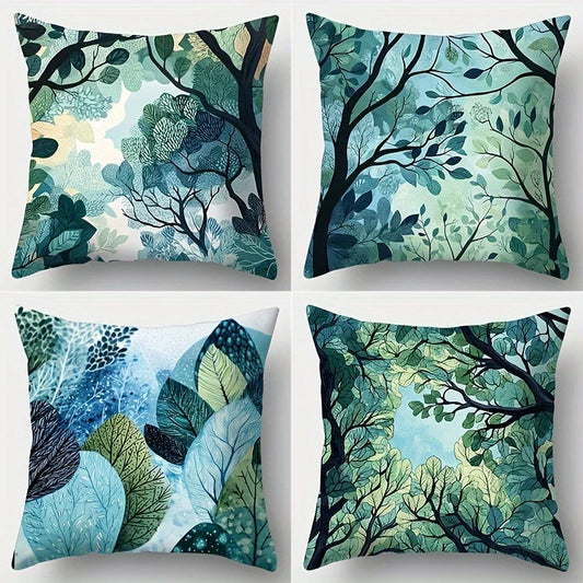 Home Decor Enchanting Green Tree Leaf Pillow Covers Pattern Cushion Cover Suitable for Sofa Bedroom Car Pillow Cover
