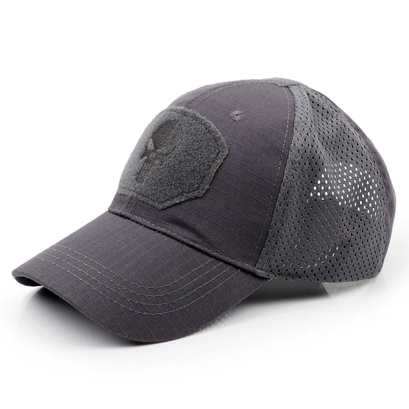 2024 New Summer Camouflage Skull Baseball Mesh Cap Adjustable Airsoft Outdoor Tactical Hiking Casquette Hats For Men Women