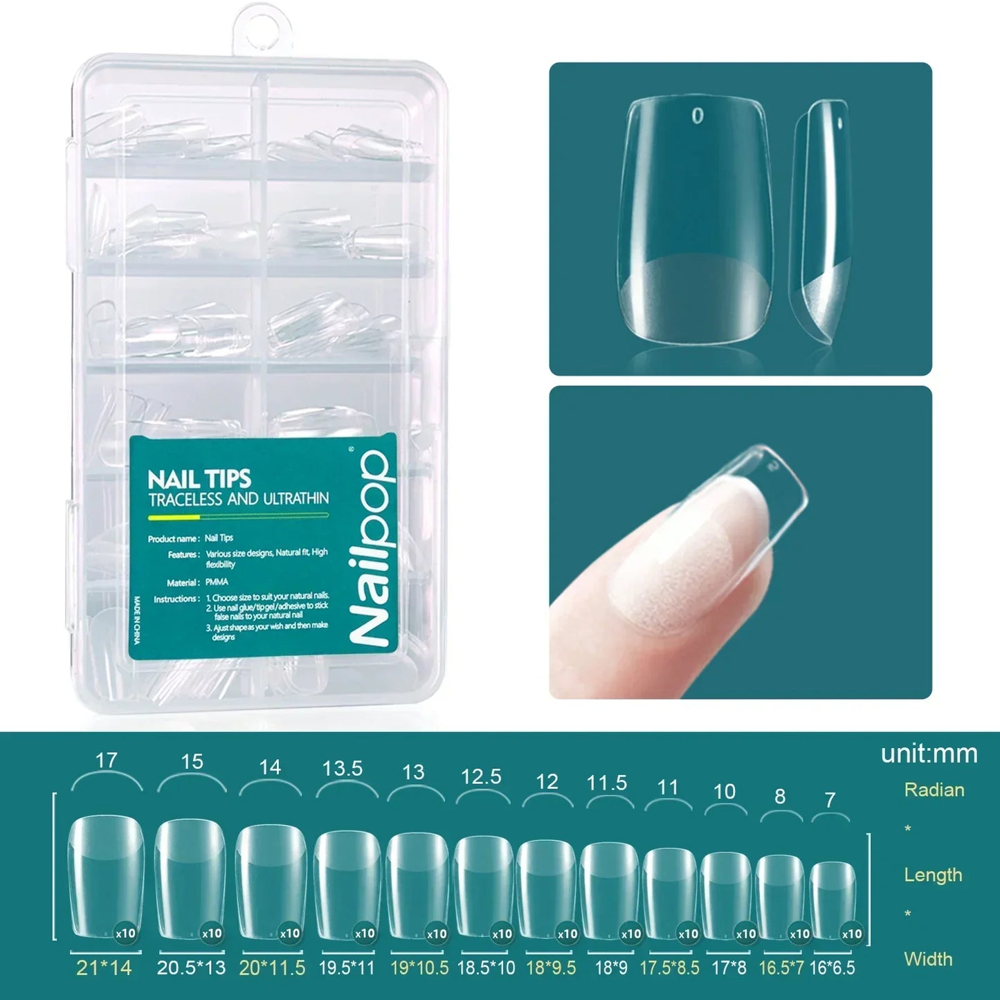 Nailpop 120pcs Acrylic Nails Fake Capsule Short Almond Coffin Square Artificial Nail Extension Soft Gel Tips Accessories Tools