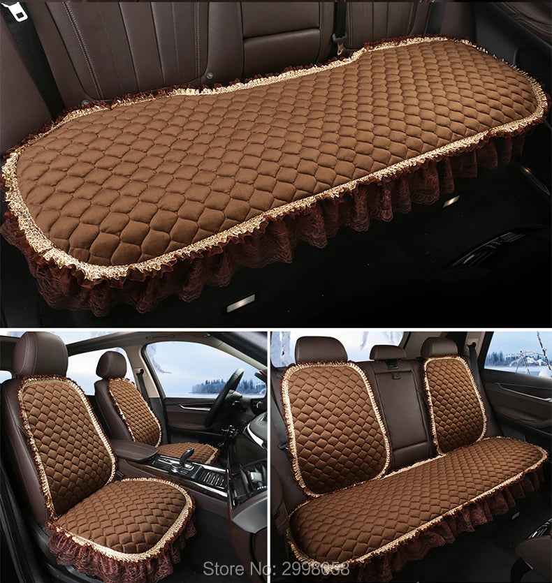 Winter Warm Plush Car Seat Cover Velvet Lace Seat Cushion Pad Auto Chair Car Seat Protector For Lady Girl Women