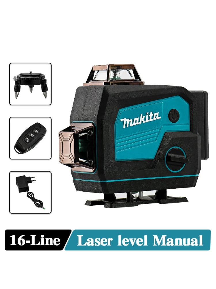 Makita 3D/4D Laser Level 12/16 Lines Horizontal And Vertical With Remote Control 8 Lines 360°Self-leveling Laser Levels Tools