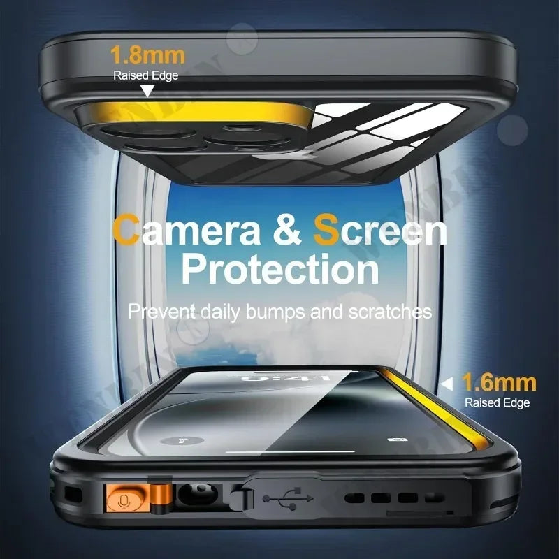 IP68 Waterproof Case For iPhone 16 15 14 13 12 Pro Max Full Body Protective Cover Swim Underwater Diving Magsafe Magnetic Fundas