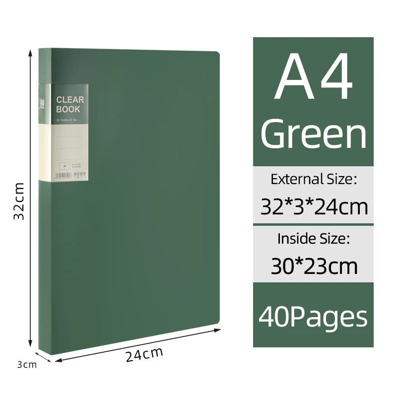 KOBEST 20/30/40/60 Pages A4 Side Transparent Thickening Folder High Quality Multi-layer File Cover Office School Supplies