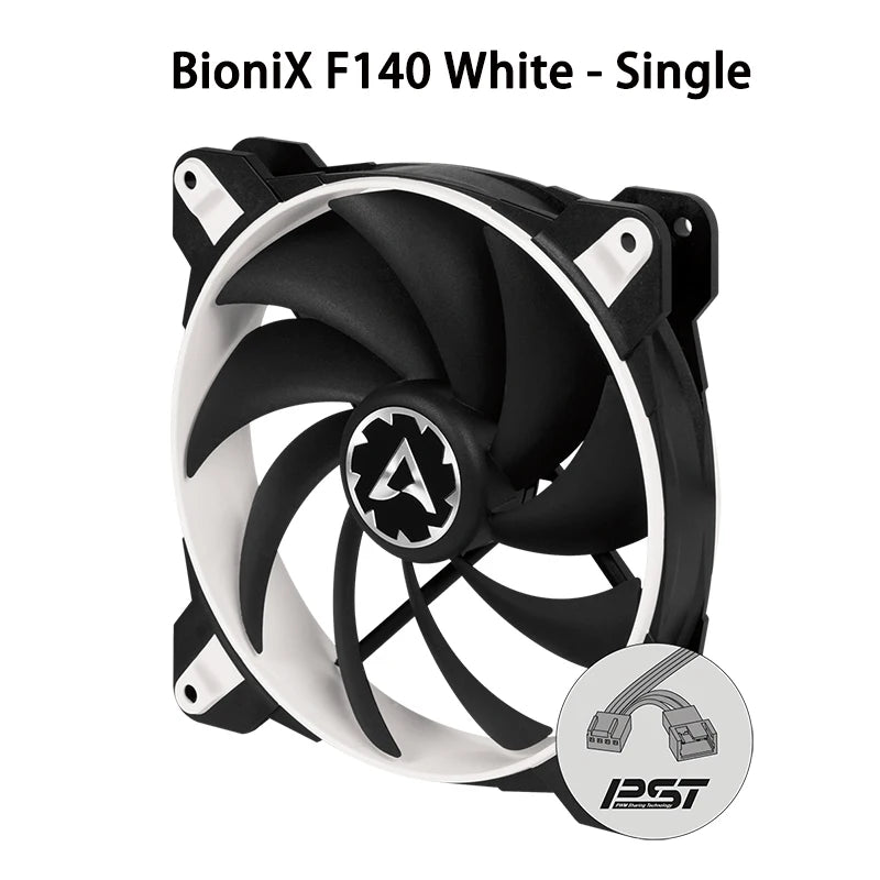 ARCTIC BioniX F140 White 140mm PC Gaming Fan with PWM Sharing Technology Quiet Motor 200-1800 RPM for Computer Cooling