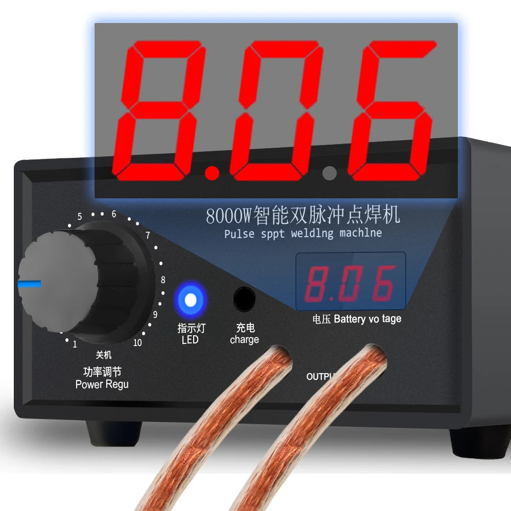 8000W Spot Welder High Power Handheld Spot Welding Machine Portable 1200A present Adjustable Welders for 18650 Battery 2x5000mah