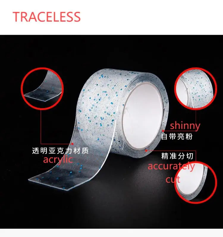1PCS Random Color Glow-in-the-dark Nano Tape Shinny Packing Stationery New Arrival Double Sided Office School Colorful Tape