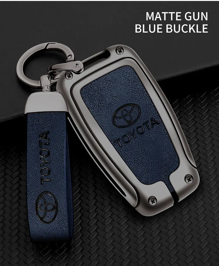 Zinc Alloy Leather Car Smart Remote Key Case Cover Shell For Toyota Corolla Prius Camry CHR C-HR RAV4 Altis Land Cruiser Prado