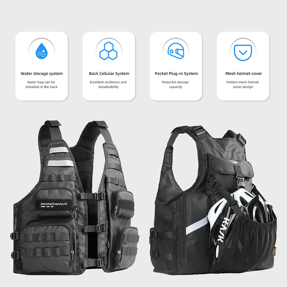 Rhinowalk Motorcycle Vest Adjustable Size Motor Breathable Motocross Vest Motorbike Jacket Backpack Support Water Bag 2L Or 3L