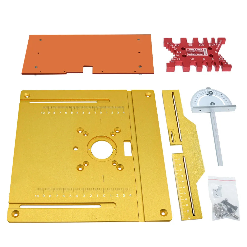 Upgraded Aluminium Router Table Insert Plate Woodworking Tool Set with Miter Gauge and Sliding Tenoning Fence for Router Table