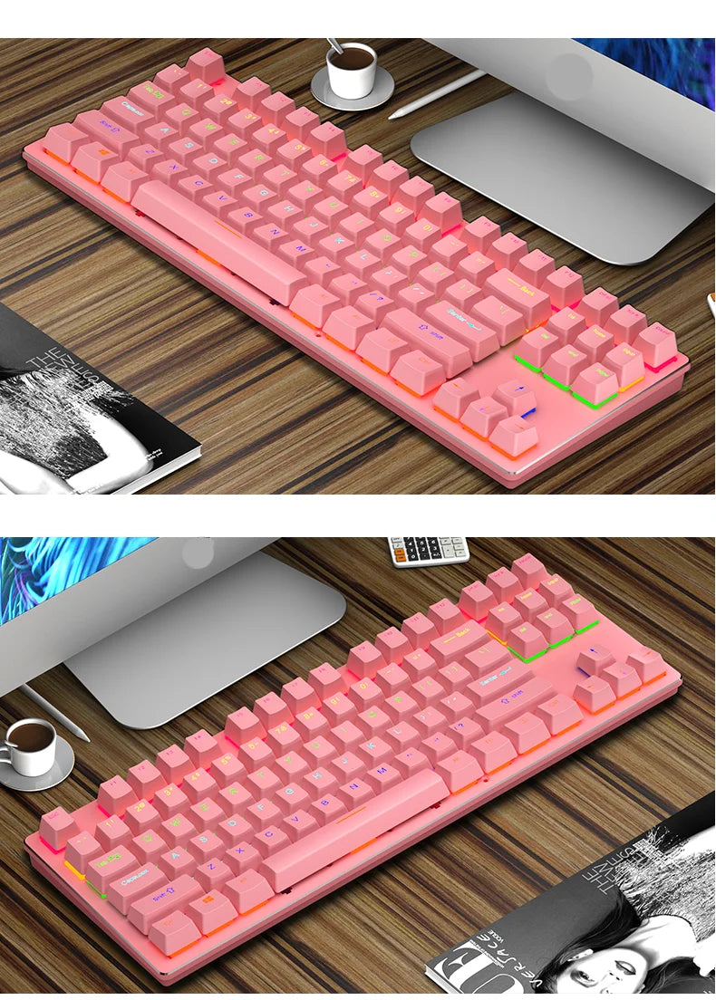 K620 Mini Backlit RGB Gaming Mechanical Keyboard Gamer Mechanic Kit 60 Percent DIY Custom PBT Keycap Hotswap Pink White USB PC