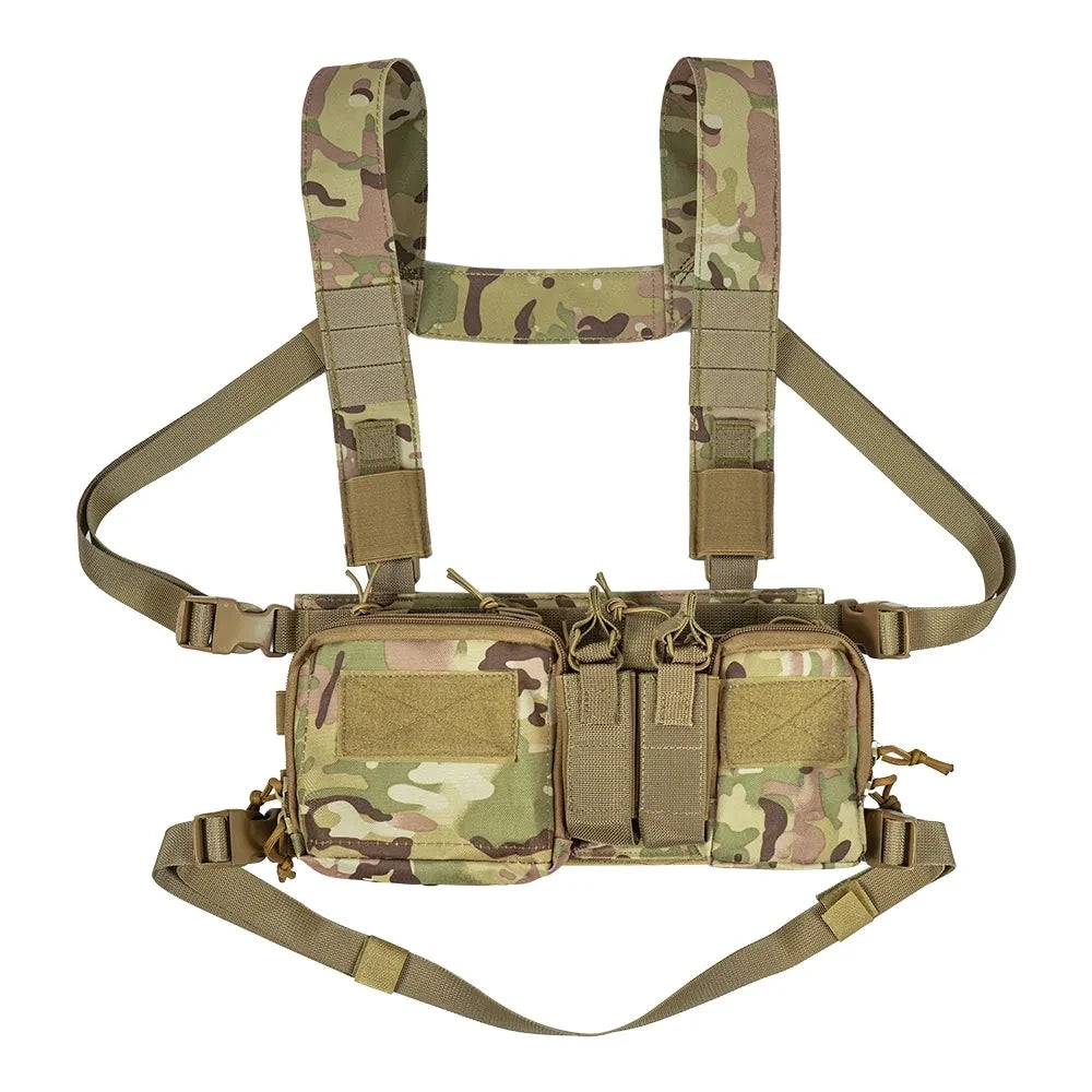 Tactical Chest Vest Rig Bag Field Training Vest Multifunctional Camouflage Strap with Multi-Pocket Outdoor Camping CS Match Pack