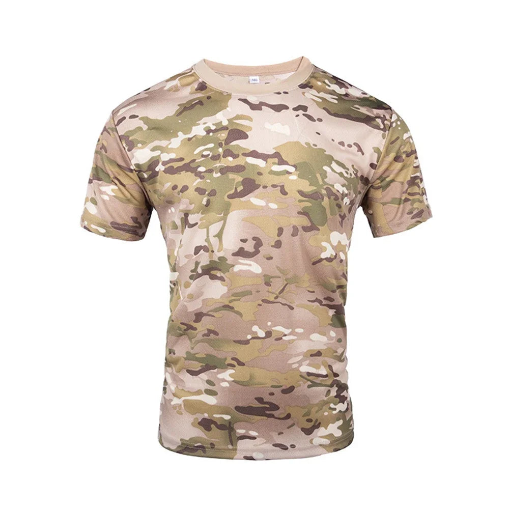 Camouflage 3D T-shirt men's outdoor fashion casual round neck short sleeved summer street outdoor sports T-shirt lightweight bre