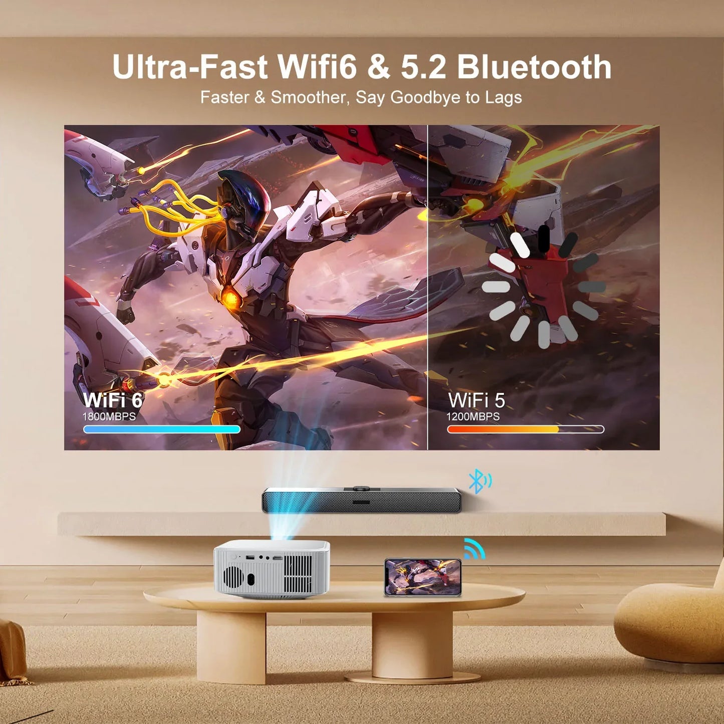 ZDSSY P92 MAX Smart Projector Android 13 Netflix Officially Licensed HD 1080P BT5.2 WiFi 12000L Elec Focus Auto Keyston 4K Movie