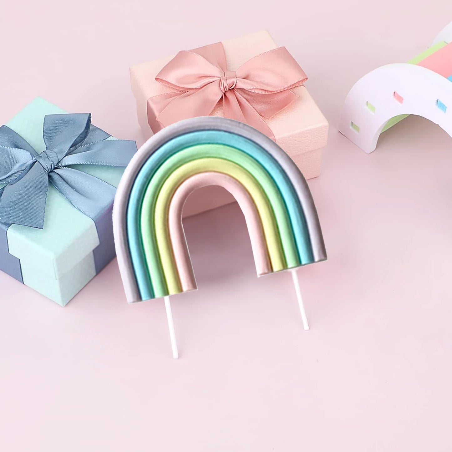Rainbow Cake Toppers,Three-Dimensional Cloud Rainbow Design Cake Picks for Party Birthday Wedding Cake Decorations Supplies