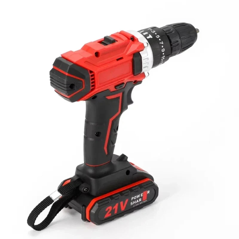 21V Electric Drill Brush Motor 2 Speed Control Stepless Speed Regulation Rotation Ways 25 Gears Torques Adjustable Lithium Drill