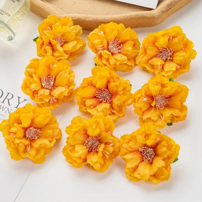 5/10pcs Artificial Flower Silk Peony Scrapbook Diy Home Vase Christmas Wreath Wedding Wall Decoration Garden Arch Accessories