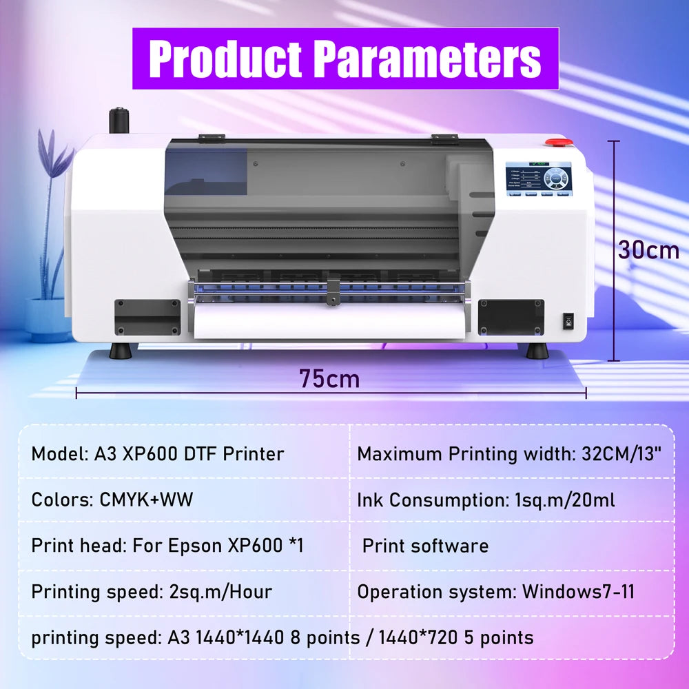 13" DTF Printer A3 Directly To Film XP600 impresora dtf A3 with DTF Powder Shaking Machine for clothes jeans A3 t shir printing