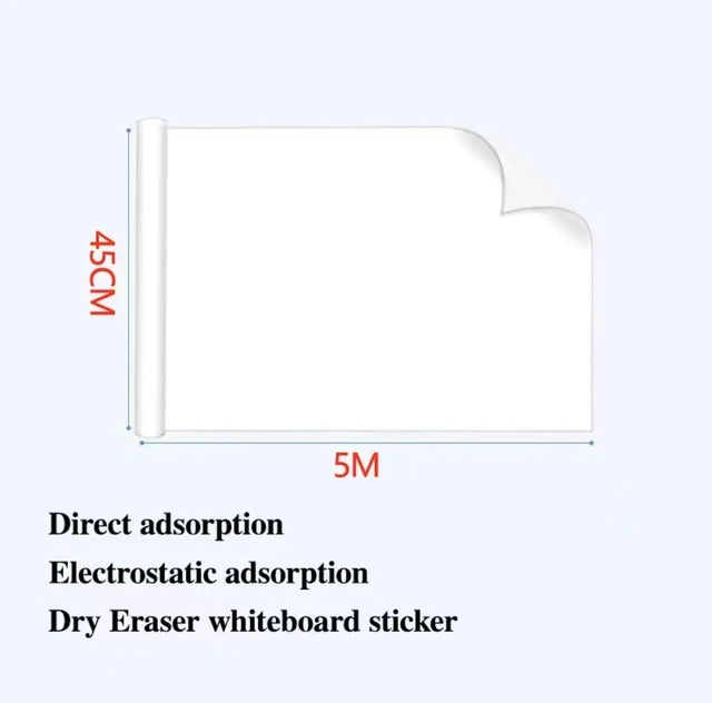 Premium Whiteboard Wall Sticker Static Cling, No Adhesive No Damage To Wall, Easy To Clean and Reuse for Home, School and Office