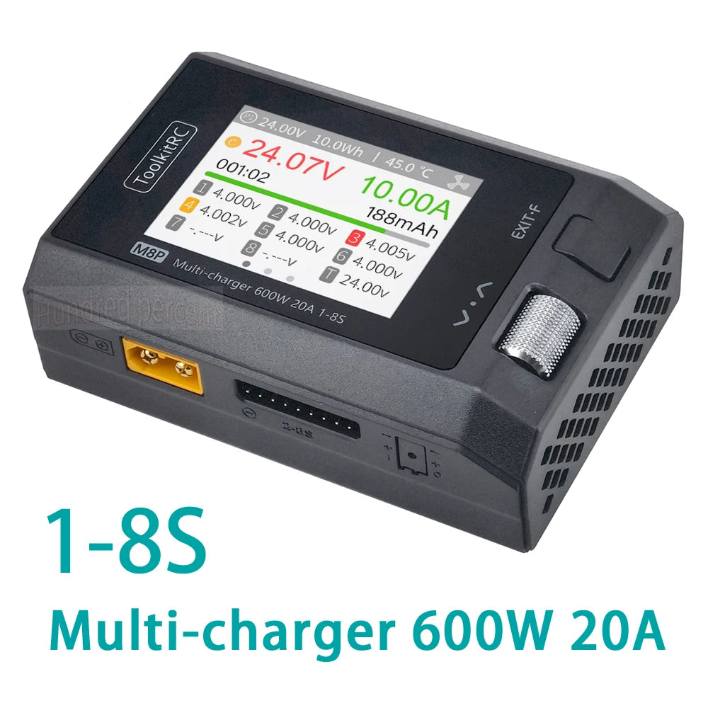 ToolkitRC M8P Charger with an increase in accuracy power of 600W 20A 5V 1-8S Multifunctional signal testing M8S upgraded