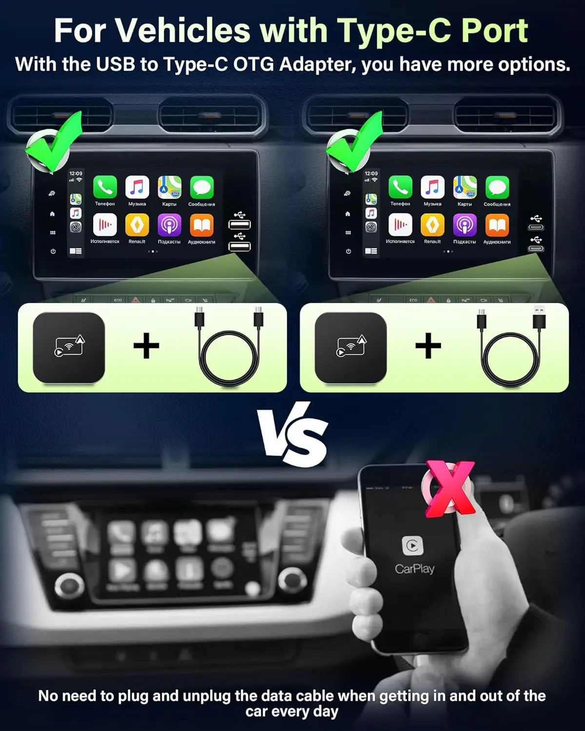 Mini Box Wired to Wireless CarPlay and Android Auto Wireless Adapter Spotify For Toyota Mazda Nissan Camry Audi Ford Kia Hyundai