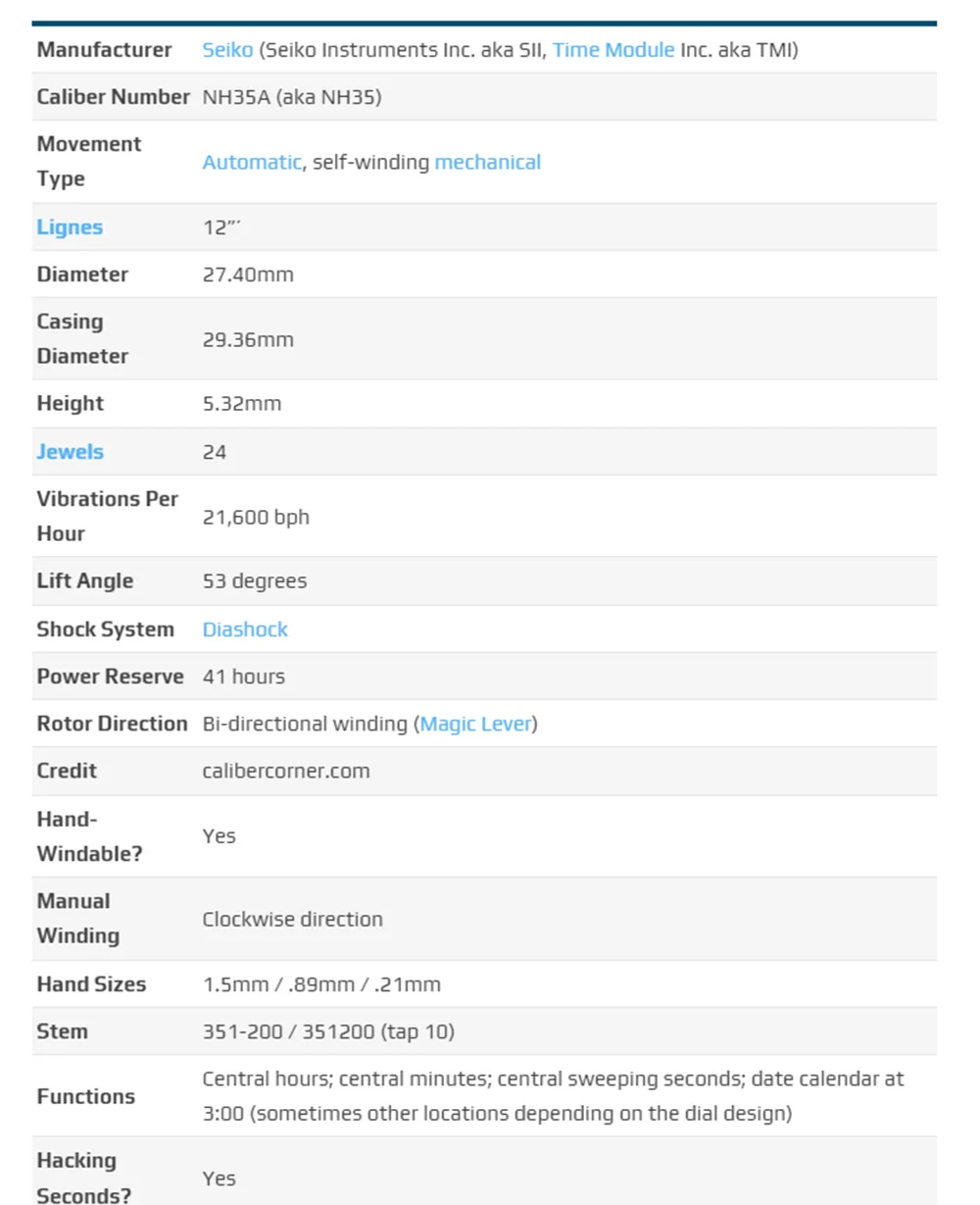 Japan Genuine NH35 Automatic Mechanical Movement High Accuracy 24 Jewels Mod Watch Replacement NH35A Date at 3:00