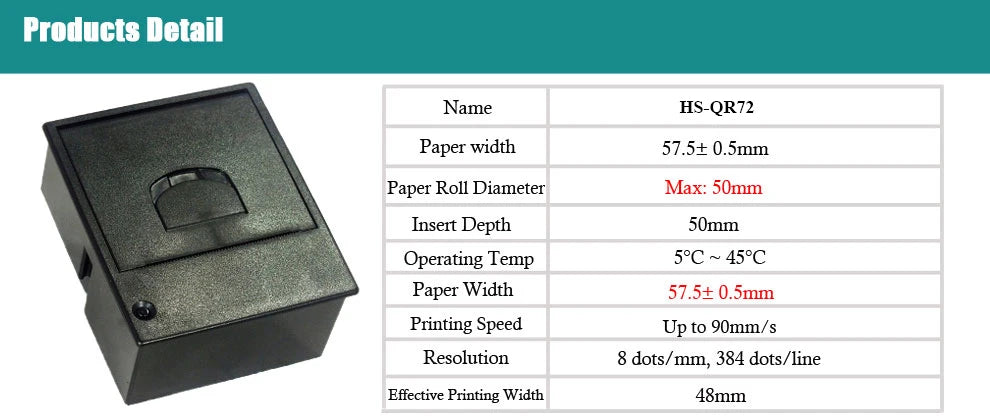 58mm Micro Panel Receipt Printer Embedded Thermal POS Printer for ATM, Vending Machine