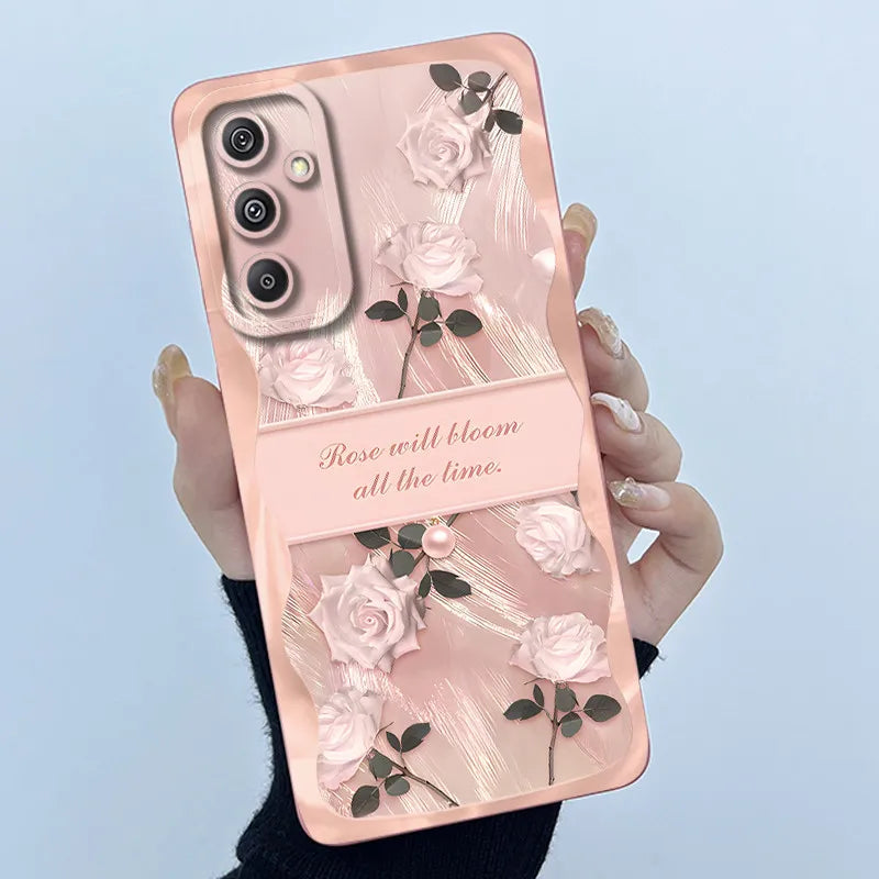 For Samsung Galaxy M34 M35 5G F34 5G Simplicity Flowers Liquid Shockproof Silicone Soft Phone Cover For SamsungM34 5G Case
