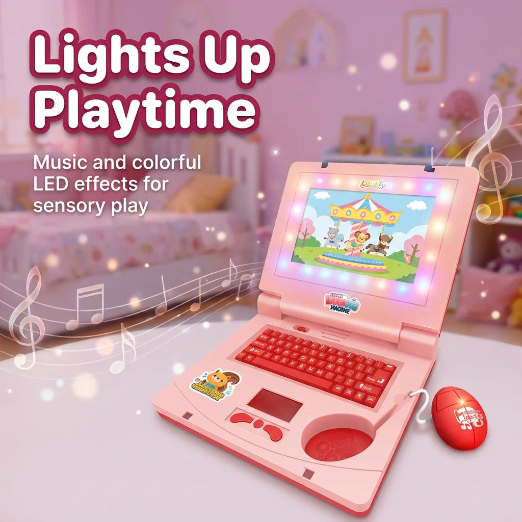 Mini Notebook Musical Toy Laptop Portable Integrated Toddler Puzzle Learning Machine Fake Computer Enlightening Birthday Gifts