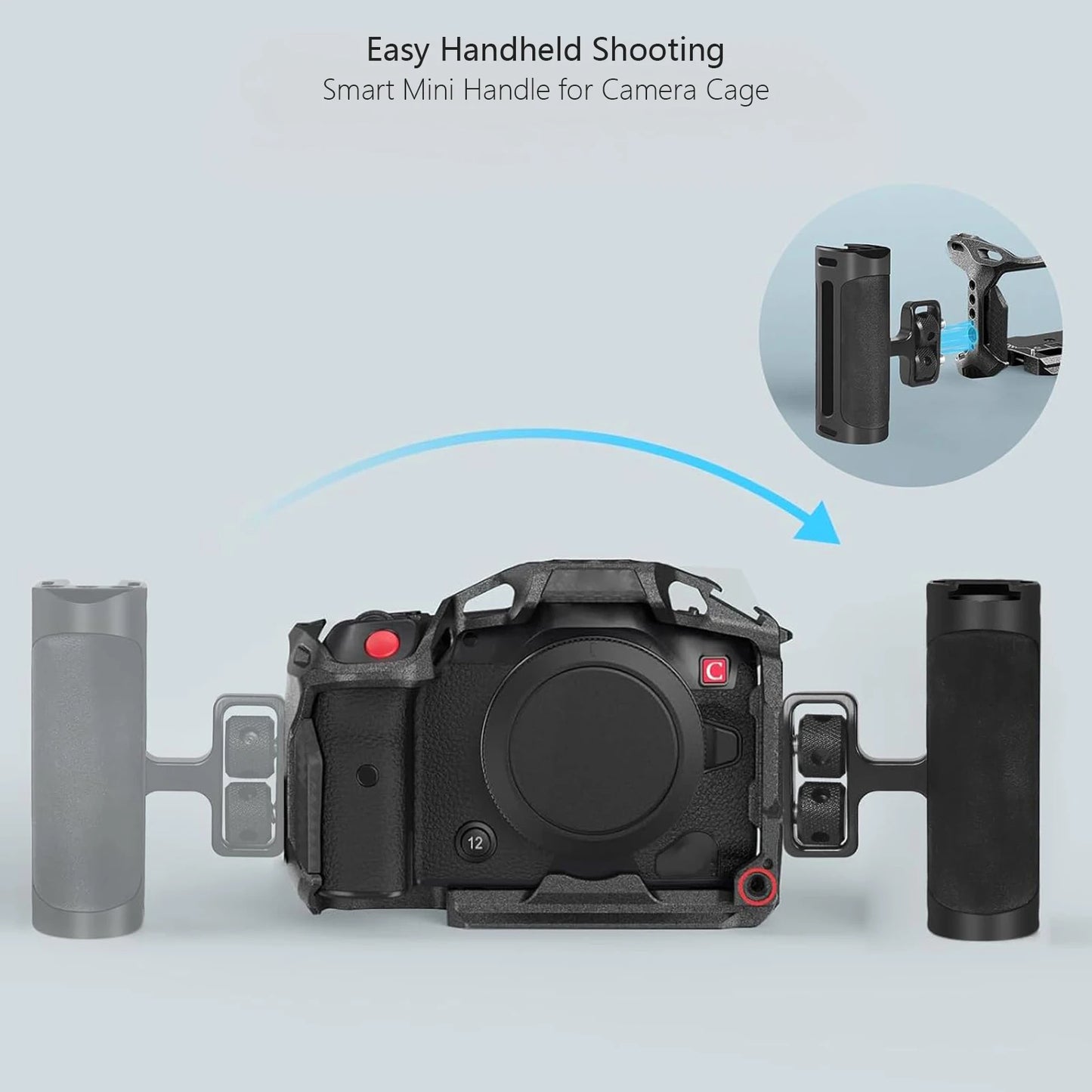 Probty Mini Side Handle Handgrip with Cold Shoe Interface and 1/4"-20 Screw Mount for DSLR/Digital Camera Cage