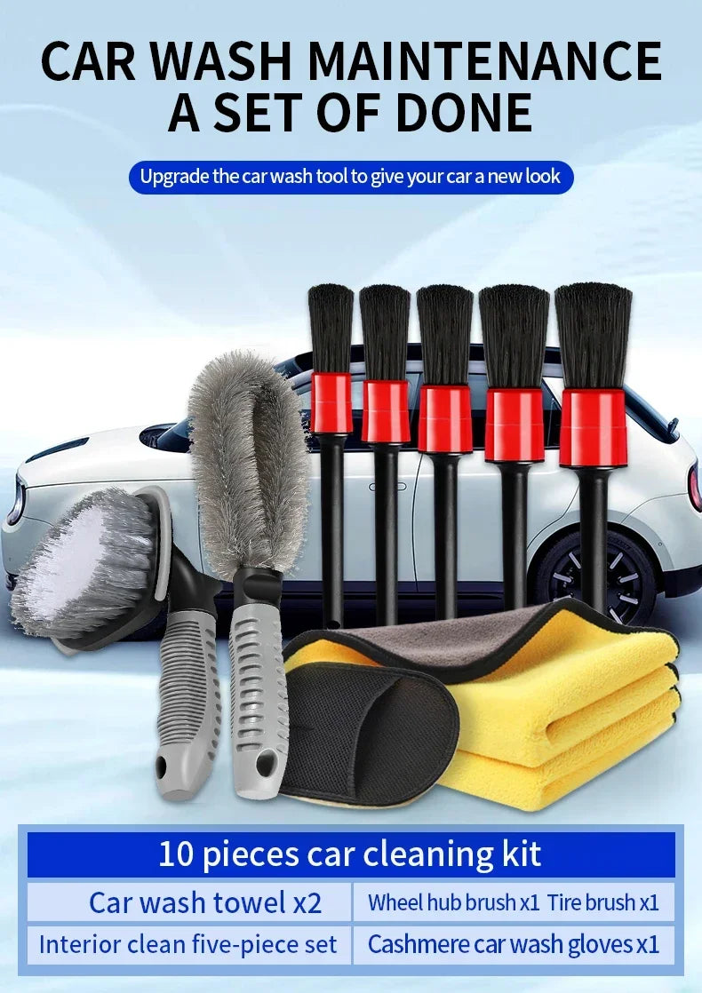 Car Cleaning Set Car Detailing Brush Towel Glove Auto Dashboard Air Outlet Cleaning Tools Kits for Car Wash Accessories