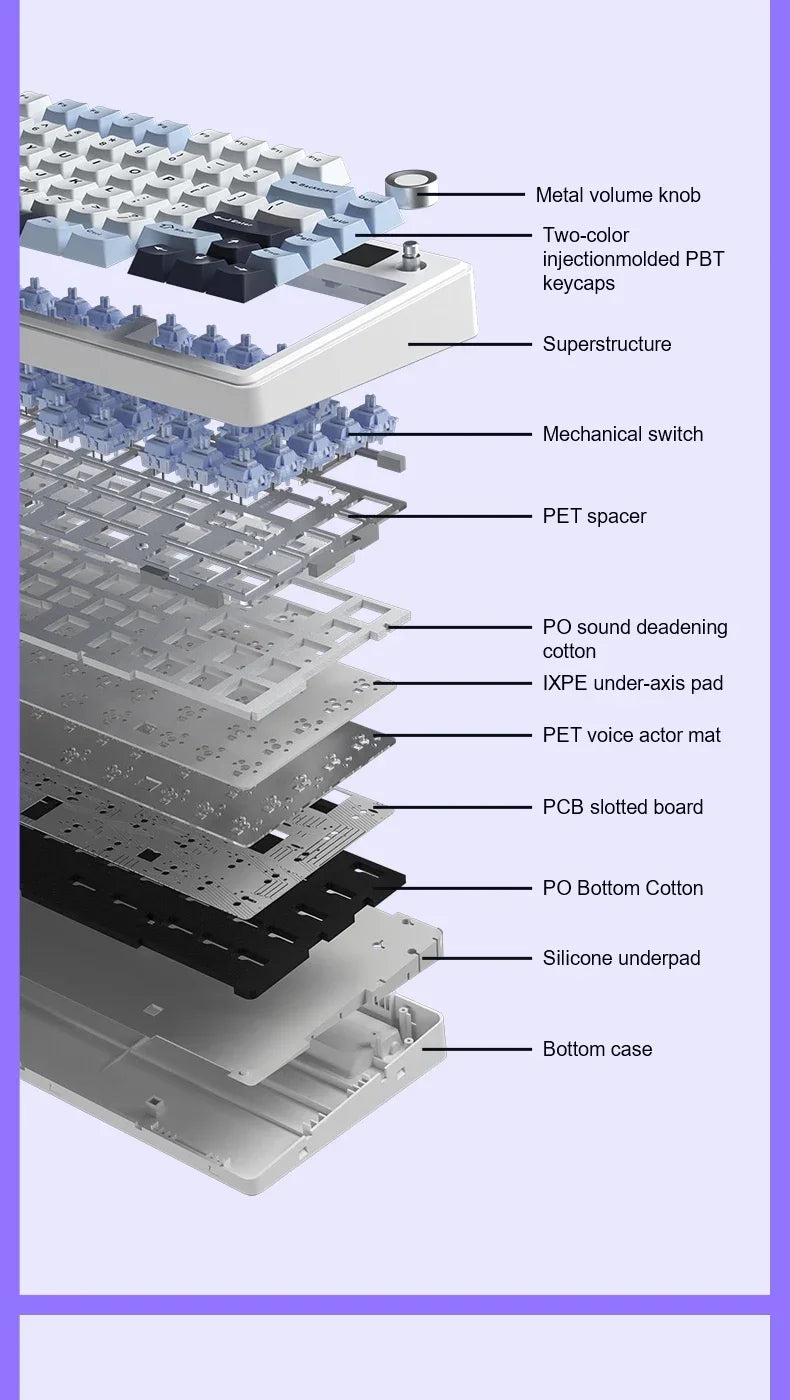 AULA F75 MAX Gaming Keyboard Three-mode connection 75% Layout Gasket Structure Hot-Swap RGB E-sports Keyboard Game Accessories