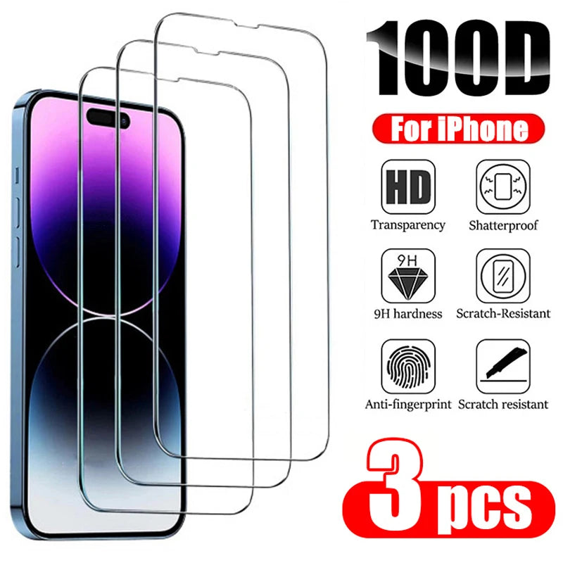 3PCS Tempered Glass for iPhone 14 Pro Max 14 Plus 14Pro Screen Protector for iPhone 13 15 12 11 Pro Max 12Mini 13 Mini Glass