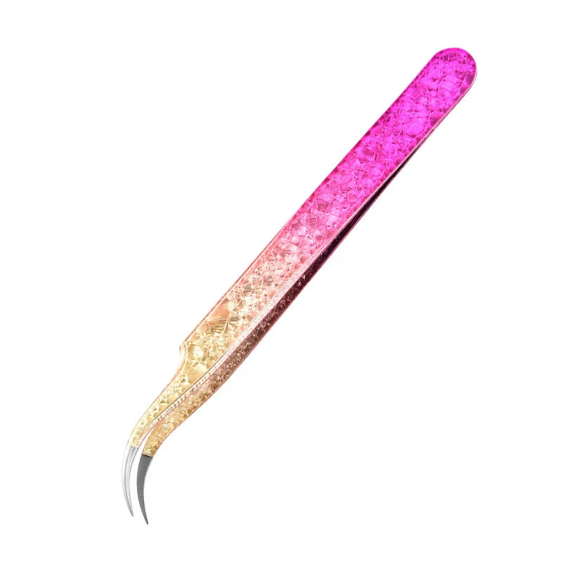 1Pieces Professional Eyelash Extension Tweezers With Rubber Tips Tweezers, Ombre Color Precision Stainless Steel Tools For Beaut