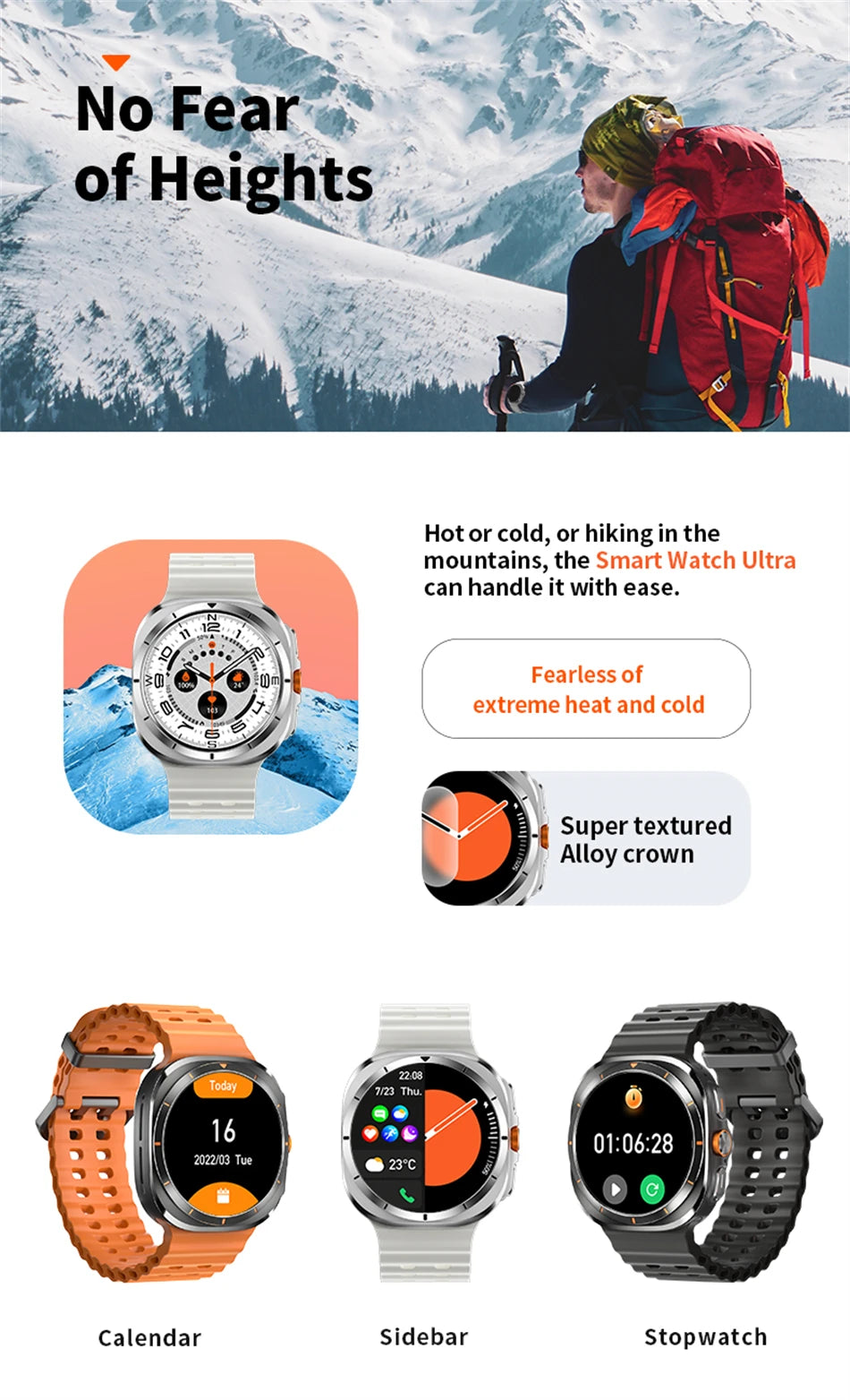 Galaxy Watch 7 Ultra GPS Tracking Smart Watch Men Amoled Screen Heart Rate Bluetooth Call NFC Sports Smart Watch For Android IOS