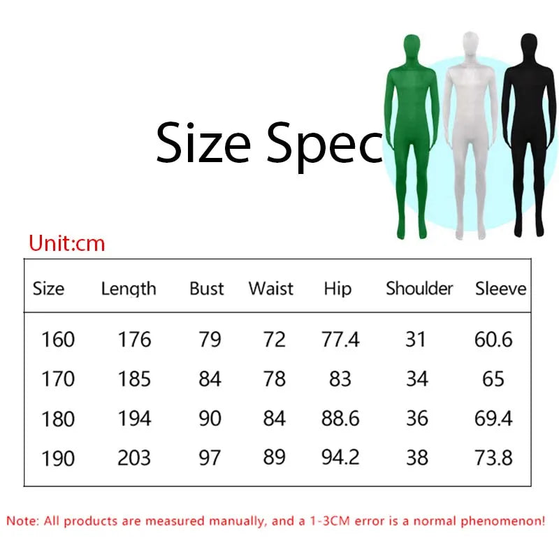Spandex Stretch Full Jumpsuit for Men and Women,Black Zentai Suit,Halloween Carnival Skin Tight Suit,Disappearing Man Cosplay