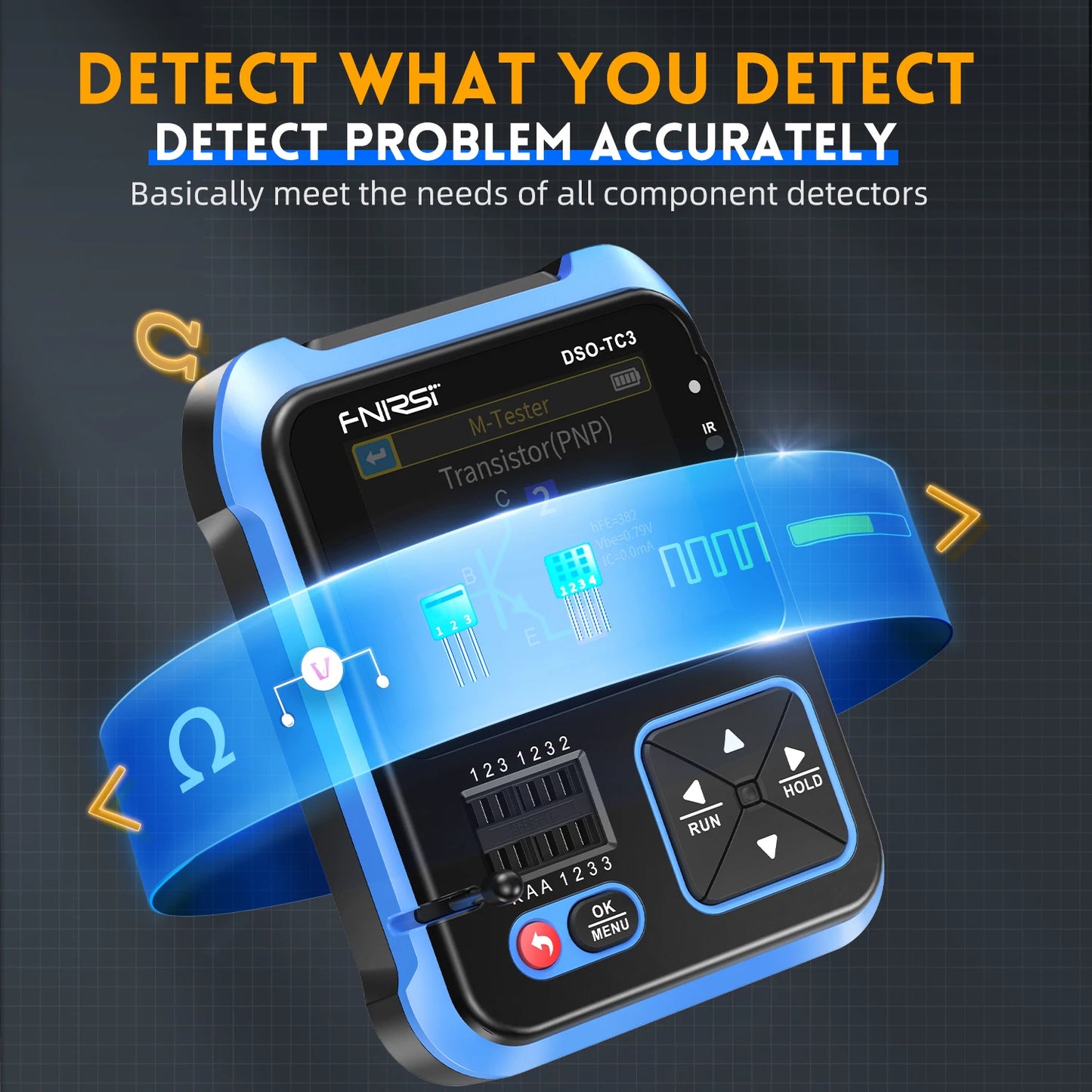 FNIRSI DSO-TC3 Handheld Digital Oscilloscope Transistor Tester 3-in-1 Support Diode Capacitance Voltage LCR Detect PWM Out