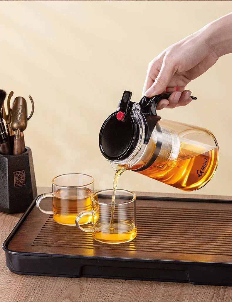 Teapot With Infuser Thickened Glass Heated Resistant Tea Pot One-button Filtering Tea Separation Kettle Tea Coffee Maker