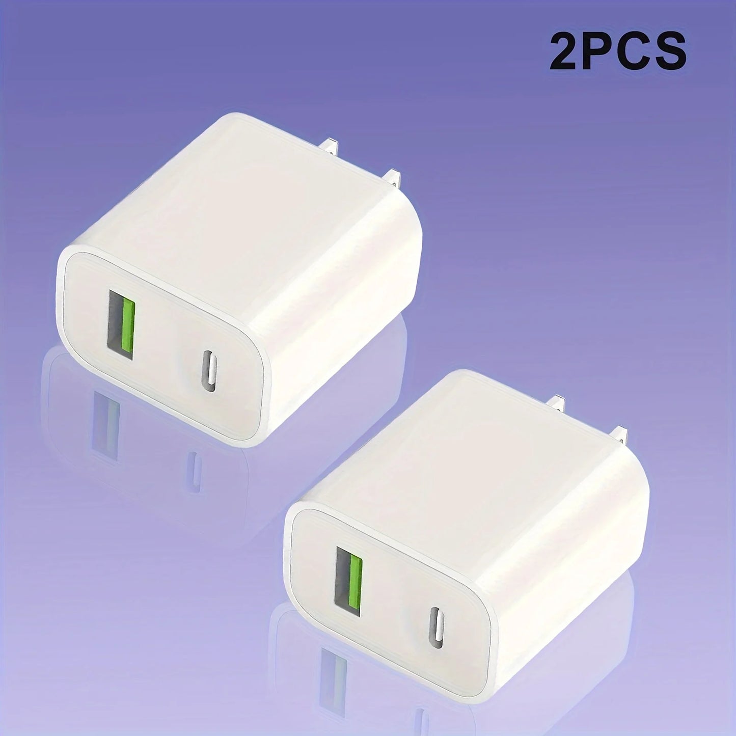 2PCS USB C Wall Charger Block, Dual Port Power Delivery Fast Type C Charging Block Plug Adapter 20W