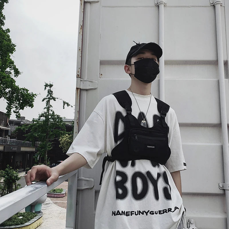 Trendy Street Men's and Women's Ches New Functional Workwear Tactical Fashion Vests Couples Running Sports Bag