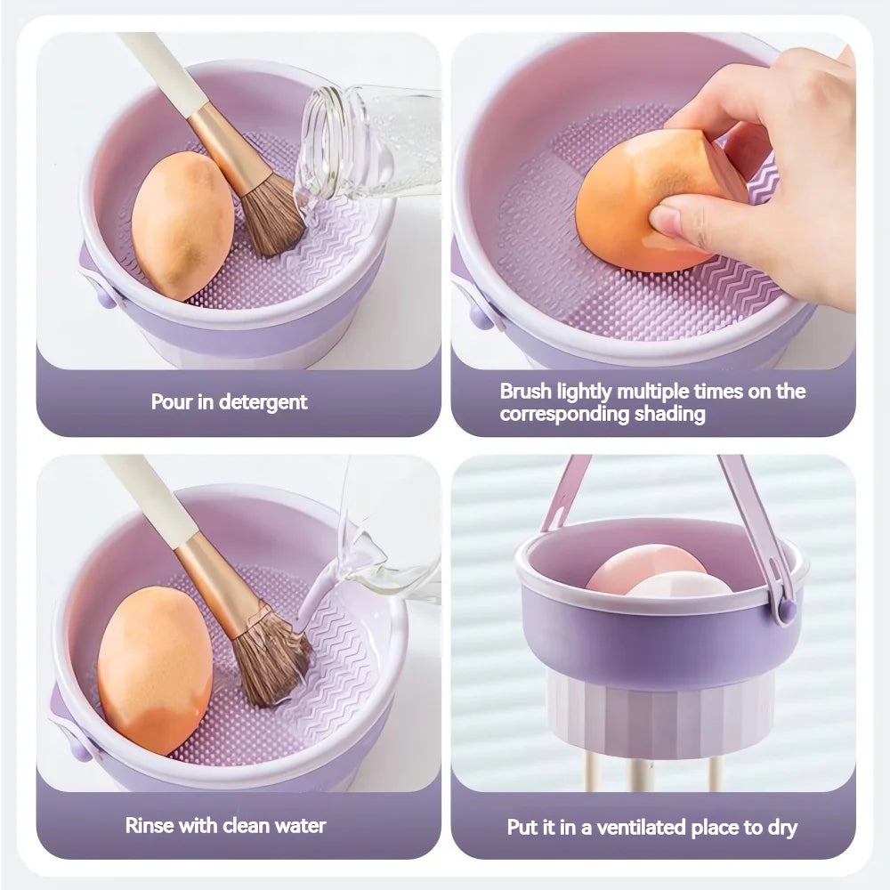 Makeup Brush Cleaner Cleaning And Drying Storage Tray 3-in-1 Silicone Beauty Tool Cleaning Bowl Practical Cleaning Tool