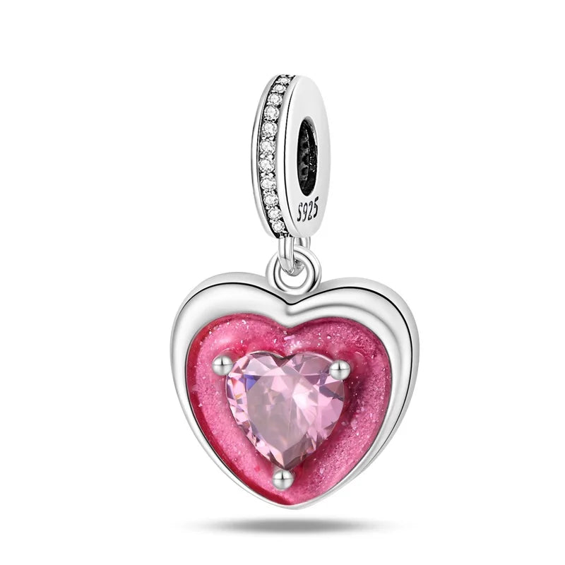 925 Sterling Silver Princess Powder Series Exquisite Daily Bow Sweet Charms Beads Fit Pan Original Bracelets DIY Jewelry