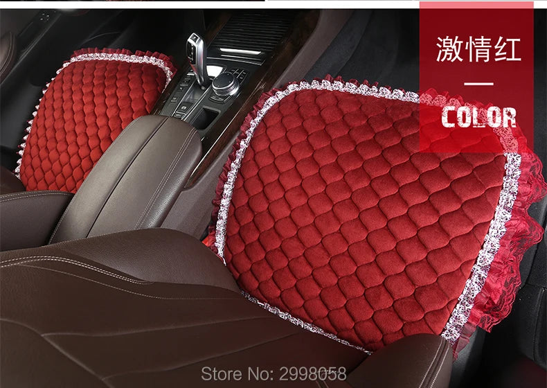 Winter Warm Plush Car Seat Cover Velvet Lace Seat Cushion Pad Auto Chair Car Seat Protector For Lady Girl Women