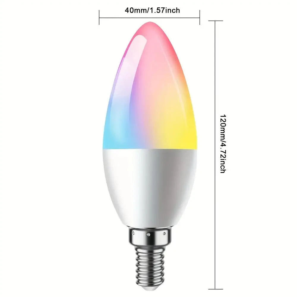 Tuya Wifi Smart E14 Candle Lamps RGB LED Bulb Light Bluetooth 110V 220V Smart Life APP Voice Control Alice Alexa Google Home