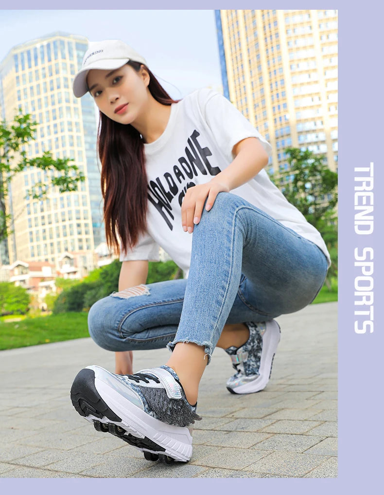 Kids Roller Skate Shoes Snickers With 4-Wheels Children Rollerskates Fashion Outdoor Sports Shoes Girls Boys Gifts